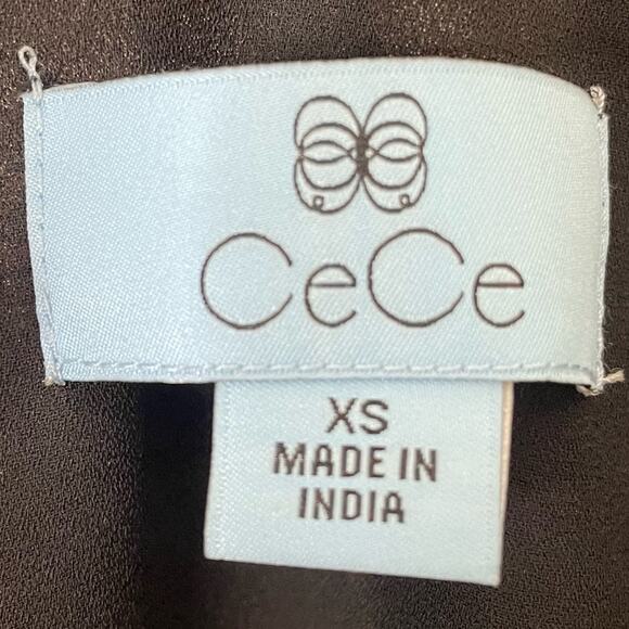 CeCe Floral Print Sheer Sleeve Blouse Black Women’s Sz XS - Picture 4 of 7